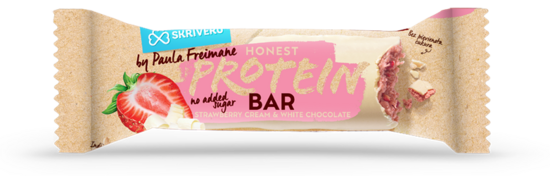 SKRĪVERU Zemeņu proteīna batoniņš baltajā šokolādē 45g