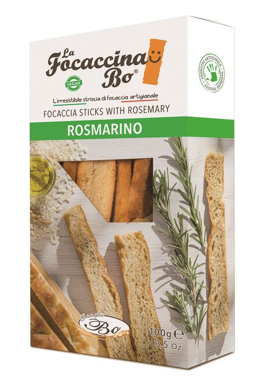 Maizes standziņas FOCACCINA Al Rosmarino kraukšķīgā fokača ar rozmarīnu, 100g