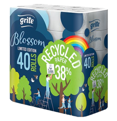 Tualetes papīrs Grite Blossom 40 ruļļi, 3 slāņu, 135 loksnes, 16.2m