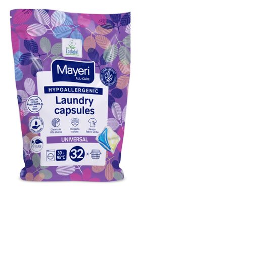 Hipoalerģiskas veļas mazgāšanas kapsulas MAYERI Universal, 32gab