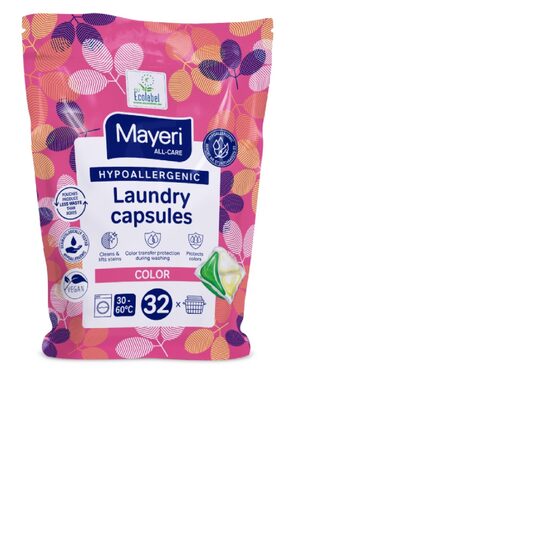 Veļas mazgāšanas kapsulas MAYERI Color, hipoalerģiskas, 32gab