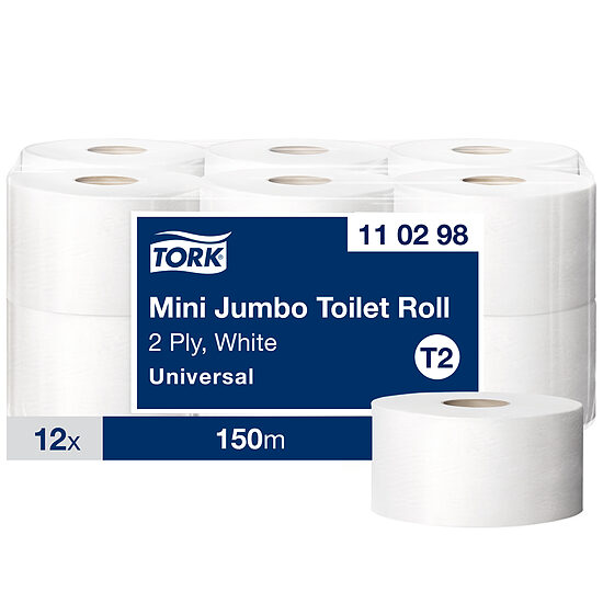 Tualetes papīrs TORK Mini Jumbo T2 Universal 150m, 2 slāņi,110298
