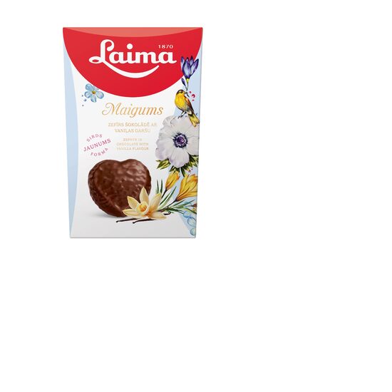 Zefīrs šokolādē LAIMA Maigums ar vaniļas garšu, sirds formas, 135g