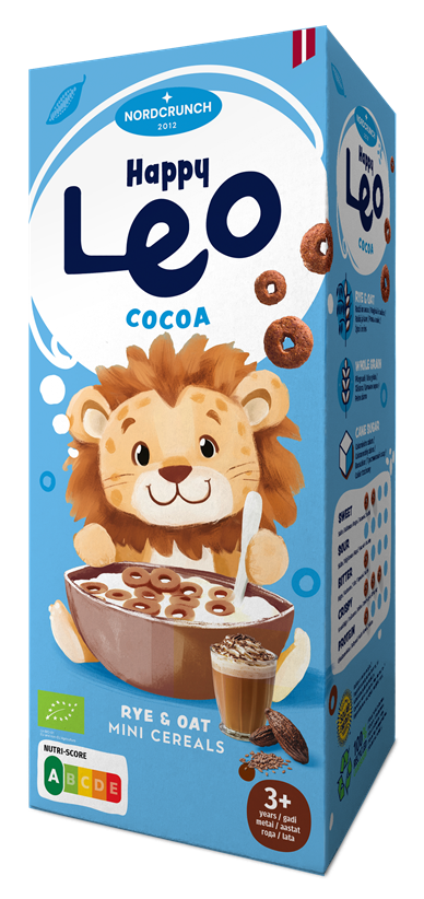 Happy Leo rudzu un auzu pārslas ar kakao, Organic, 150g