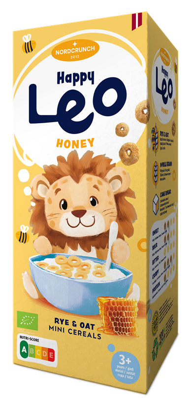 Happy Leo rudzu un auzu pārslas ar medu, Organic, 150g