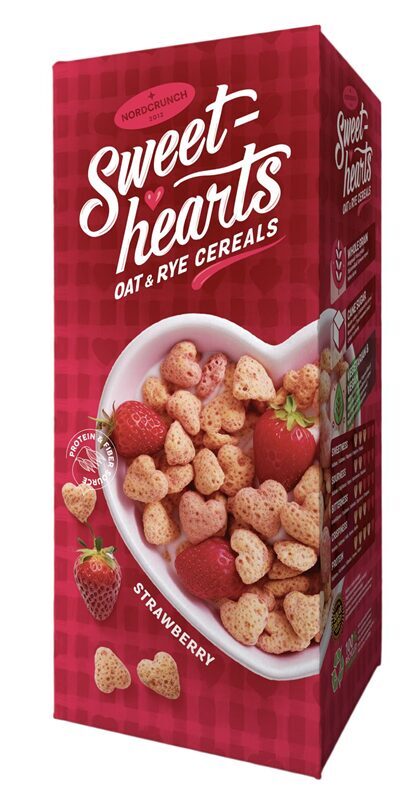 Sweethearts rudzu un auzu bumbiņas ar zemenēm, 150g