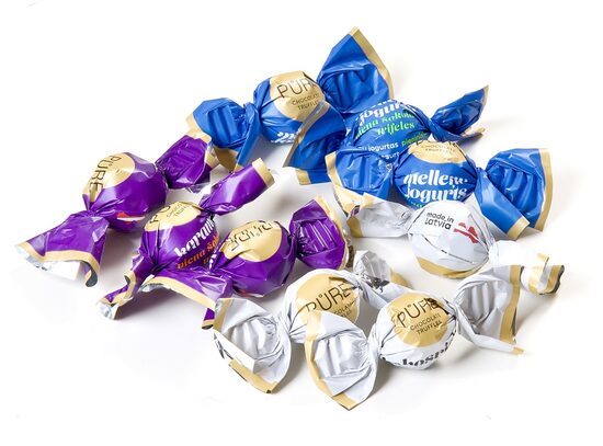 Piena šokolādes trifeles ar pildījumiem "ASORTI" 1kg (mazās) PURE