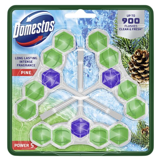 Tualetes bloks DOMESTOS Trio Power 5 Pine, 3x50g