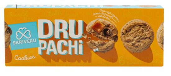 SKRĪVERU braunija cepumi ar piena, karameļu garšu un šokolādes gabaliņiem, 126g