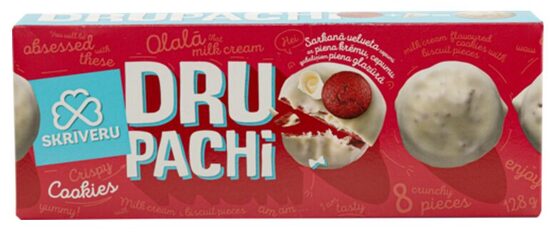 SKRĪVERU sarkanā velveta cepumi ar piena krēmu, cepumu gabaliņiem piena glazūrā, 128g