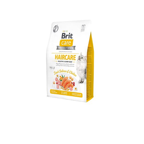 Sausā barība kaķiem BRIT CARE Haircare Healthy&Shiny Coat, 400g