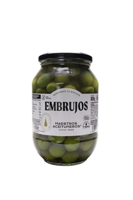Zaļās olīvas ar kauliņiem MAESTROS ACEITUNEROS Campo Real, ar eļļu un garšvielām, 800g/500g