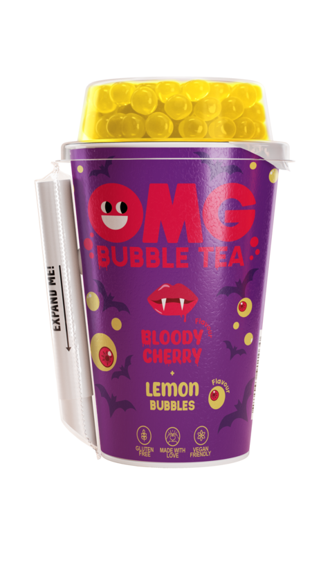 Tējas dzēriens OMG, skābo ķiršu garša, ar citrona garšas bumbiņām, 0.265l