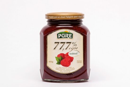 Augļu produkts PŪRE, Avene "77,7% ogu smēriņš", 410g