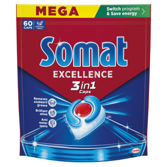 Tabletes trauku mazgājamām mašīnām SOMAT 3in1, 60gab