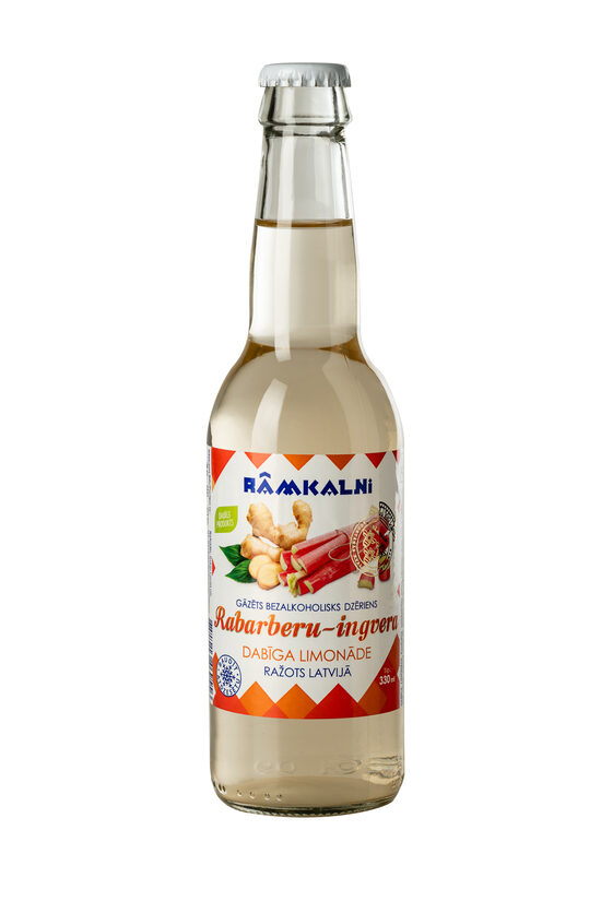 Limonāde RĀMKALNI, Rabareru-ingvera, stiklā, 0.33l (DEP)
