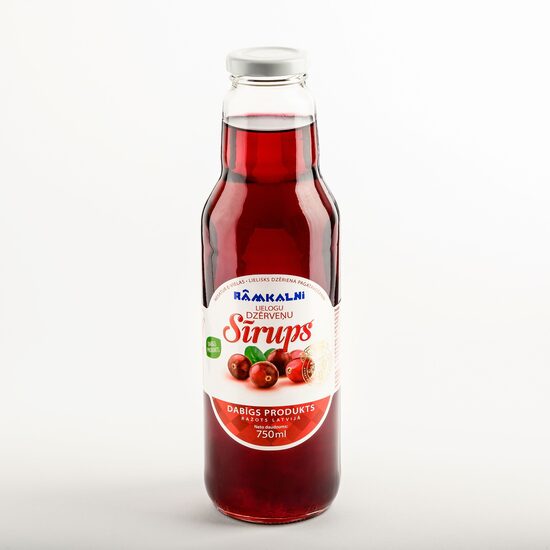 Sīrups RĀMKALNI, Lielogu dzērveņu, stiklā, 0.75l (DEP)
