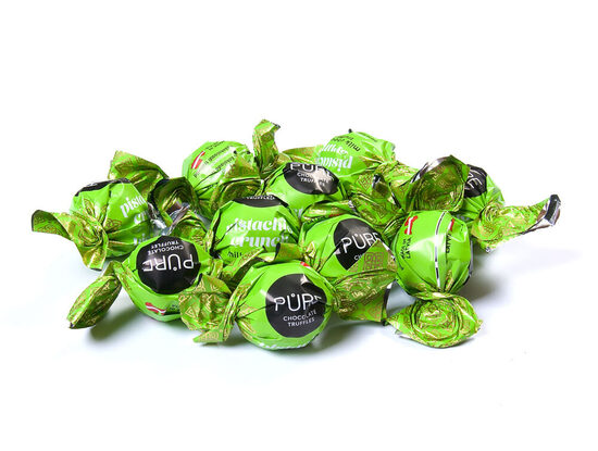 Piena šokolādes trifeles ar pistācijas krēma pildījumu 1 kg, PURE