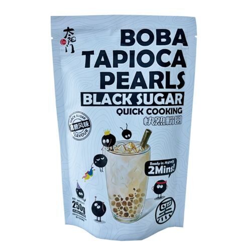 Tapiokas pērles BOBA, melnas, cukura, 250g