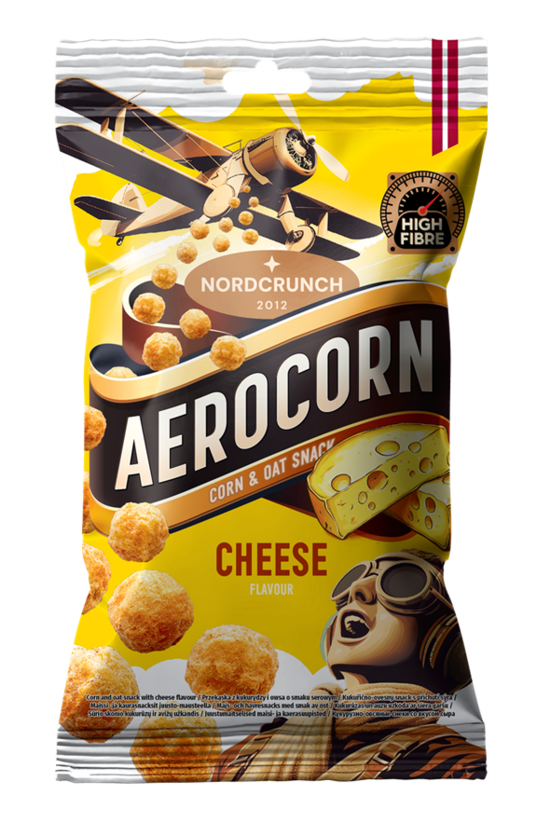 Aerocorn kukurūzas un auzu uzkoda ar siera garšu 25g