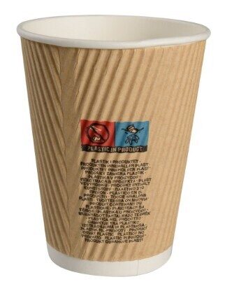 Papīra krūzes ABENA Gastro, D9xH13.4cm, 480ml, brūnas, kartons/PE, 0.475kg, 25gab