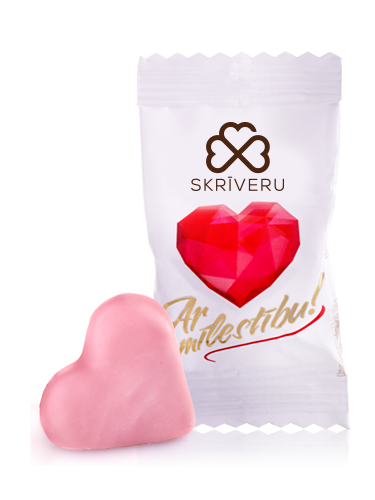 SKRĪVERU Marcipāns šokolādē ar zemeņu garšu "Ar mīlestību" 400g