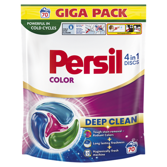 Veļas mazgāšanas kapsulas PERSIL Discs Color, 70gab