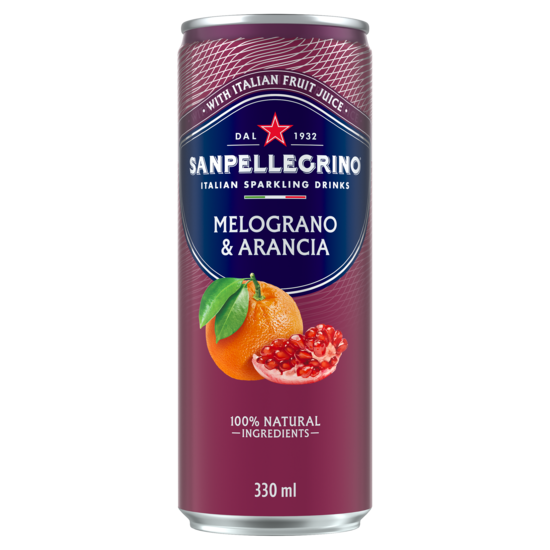 Sulas dzēriens S.PELLEGRINO Melograno&Arancia, gāzēts, bundžā, 0.33l(DEP)