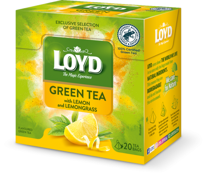 Loyd zaļā tēja ar citronu un citronzāles garšu 20x1.5g