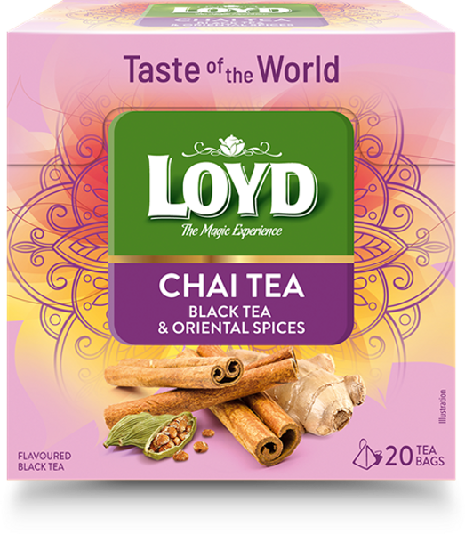 Aromatizēta melnā tēja LOYD Chai ar kanēli, ingveru un kardamonu, 20 x 1,8g