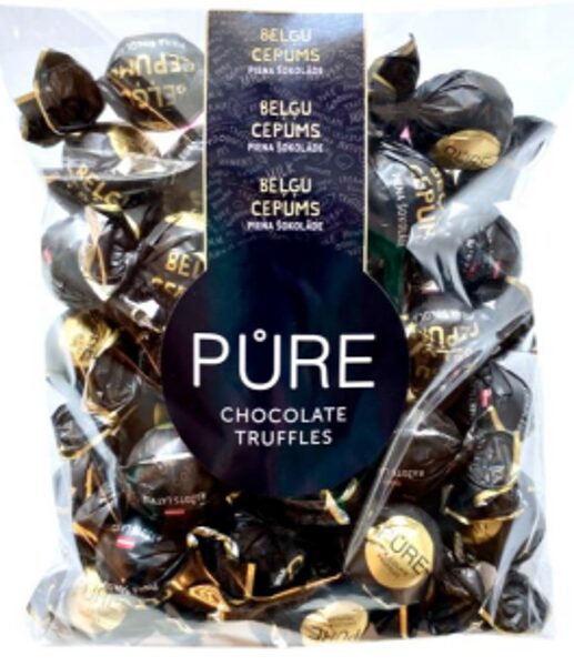 Piena šokolādes trifeles ar Beļģu cepumu krēma pildījumu 500g, PURE