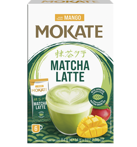 Šķistošais dzēriens MOKATE Latte Matcha Mango 14gx6gb